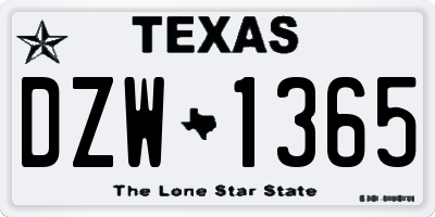TX license plate DZW1365