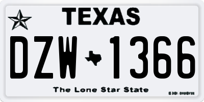 TX license plate DZW1366