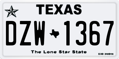 TX license plate DZW1367