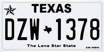 TX license plate DZW1378