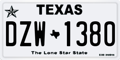 TX license plate DZW1380