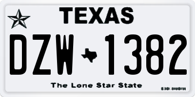 TX license plate DZW1382