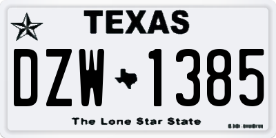 TX license plate DZW1385