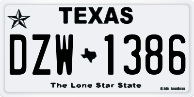 TX license plate DZW1386