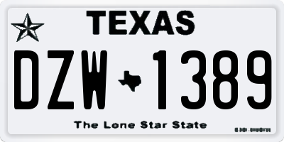 TX license plate DZW1389