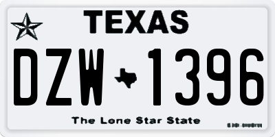 TX license plate DZW1396