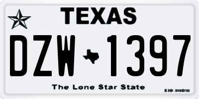 TX license plate DZW1397