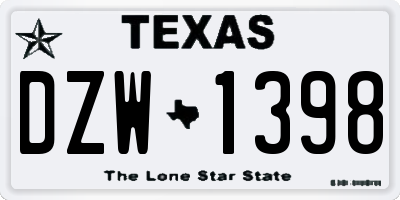 TX license plate DZW1398