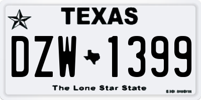TX license plate DZW1399