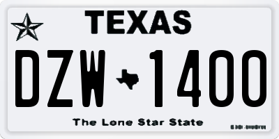 TX license plate DZW1400