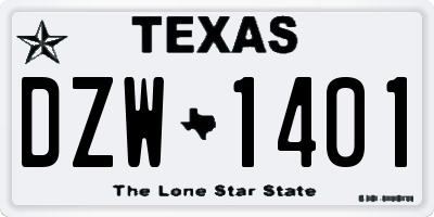 TX license plate DZW1401