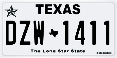 TX license plate DZW1411
