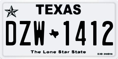 TX license plate DZW1412