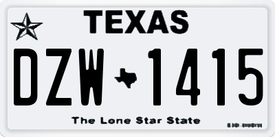 TX license plate DZW1415