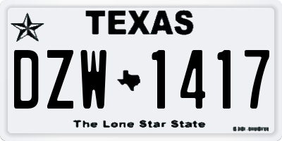 TX license plate DZW1417