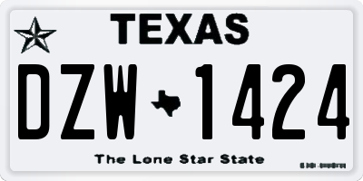 TX license plate DZW1424