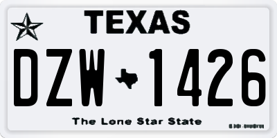 TX license plate DZW1426
