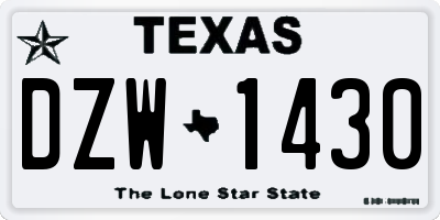 TX license plate DZW1430