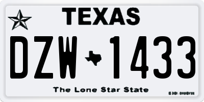 TX license plate DZW1433