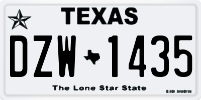 TX license plate DZW1435