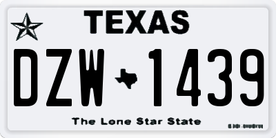TX license plate DZW1439