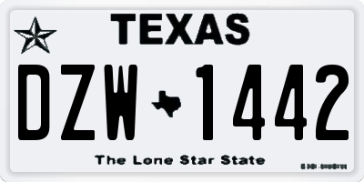 TX license plate DZW1442