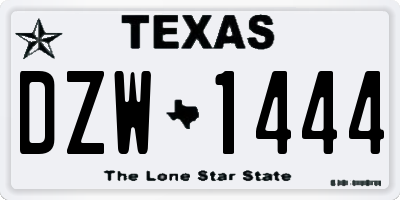 TX license plate DZW1444