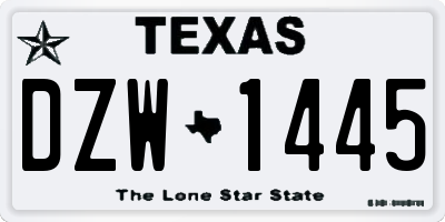 TX license plate DZW1445