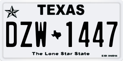 TX license plate DZW1447