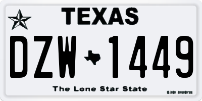 TX license plate DZW1449