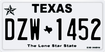 TX license plate DZW1452