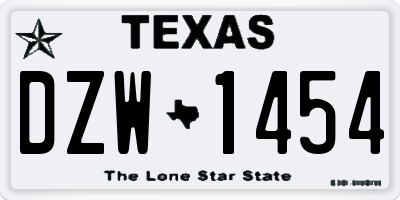 TX license plate DZW1454