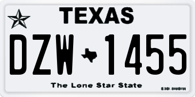 TX license plate DZW1455