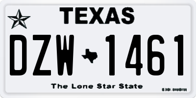 TX license plate DZW1461