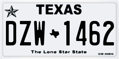 TX license plate DZW1462