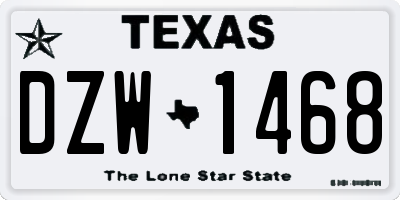 TX license plate DZW1468