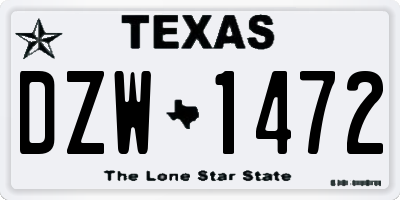 TX license plate DZW1472