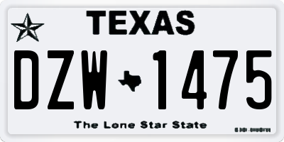 TX license plate DZW1475