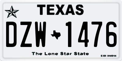 TX license plate DZW1476
