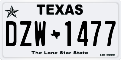 TX license plate DZW1477