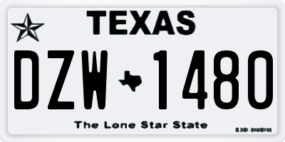 TX license plate DZW1480