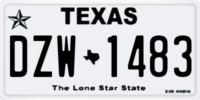 TX license plate DZW1483