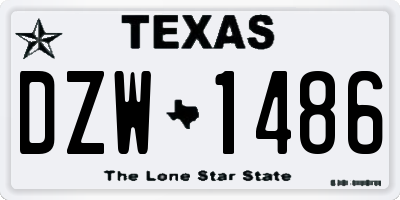 TX license plate DZW1486