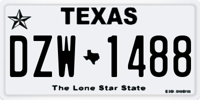 TX license plate DZW1488