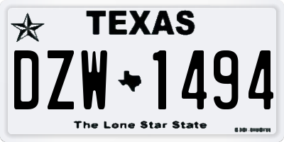 TX license plate DZW1494
