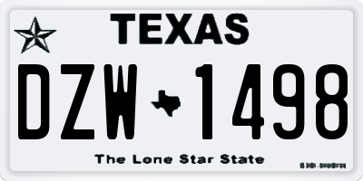TX license plate DZW1498