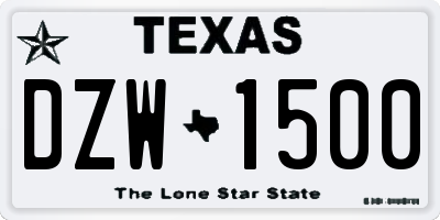 TX license plate DZW1500