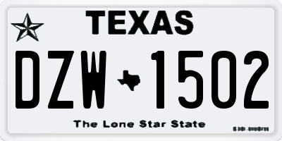 TX license plate DZW1502