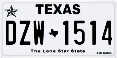 TX license plate DZW1514