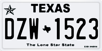 TX license plate DZW1523